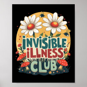 Affiche Maladie invisible mignon Club social, floral caché
