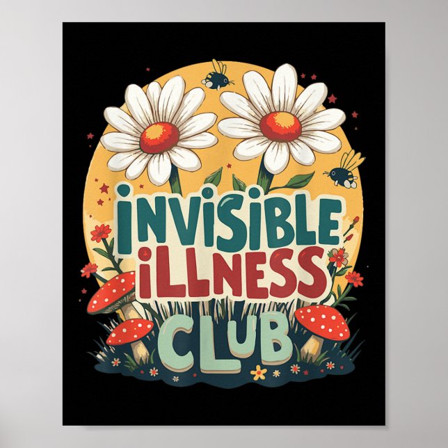 Affiche Maladie invisible mignon Club social, floral caché (Devant)
