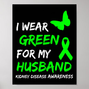Affiche Maladie Je Porte Du Vert Pour Mon Mari Ruban