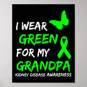 Affiche Maladie Je Porte Le Vert Pour Mon Grand-Père Ruban