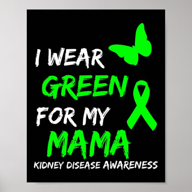Affiche Maladie Je Porte Vert Pour Mon Ruban Mama (Devant)