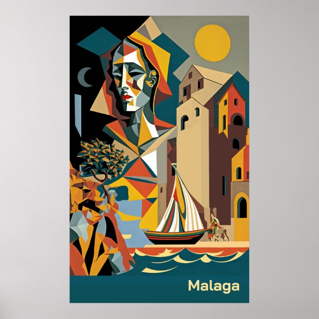 Affiche Malaga Cubiste (Devant)
