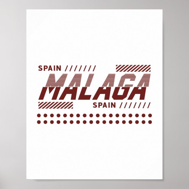 Affiche Malaga Espagne Conception de Typographie Urbaine M (Devant)