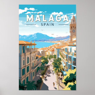 Affiche Malaga Espagne Travel Art Vintage