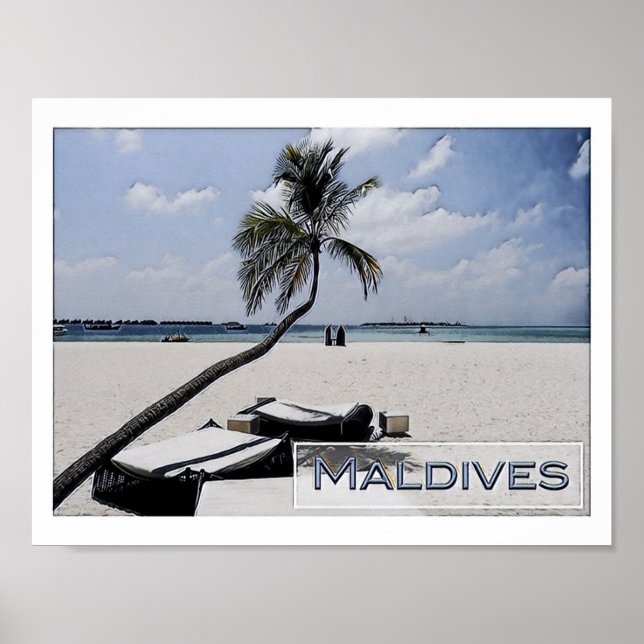 Affiche Maldives - Plage principale - (Devant)