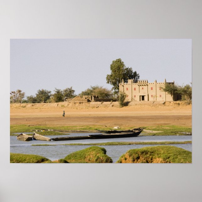 Affiche Mali, Djenne. Rivière Bani près de Djenne (Devant)