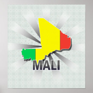 Affiche Mali Flag Map 2.0