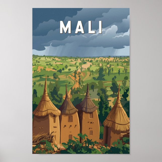 Affiche Mali Illustration Voyage Art Vintage (Devant)