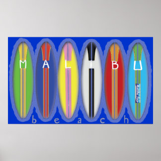 Affiche Malibu Beach Surboards