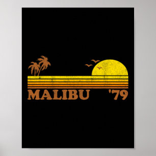 Affiche Malibu Californie Rétro Plage Surf 70's Vintage