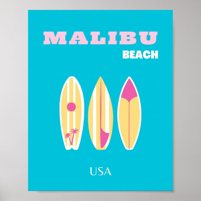 Affiche Malibu, Plage de Malibu, Tropical, Preppy, Art de  (Devant)