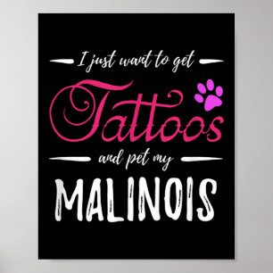 Affiche Malinois Amoureux des chiens Tattoo Drôle Chien Ma