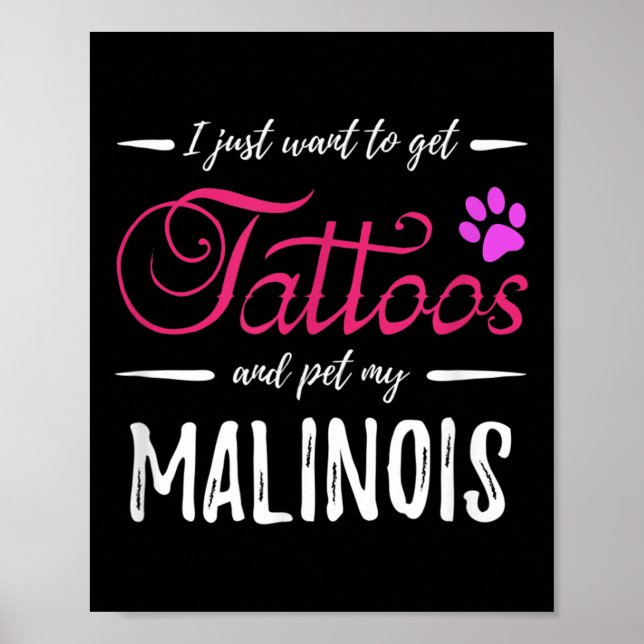 Affiche Malinois Amoureux des chiens Tattoo Drôle Chien Ma (Devant)