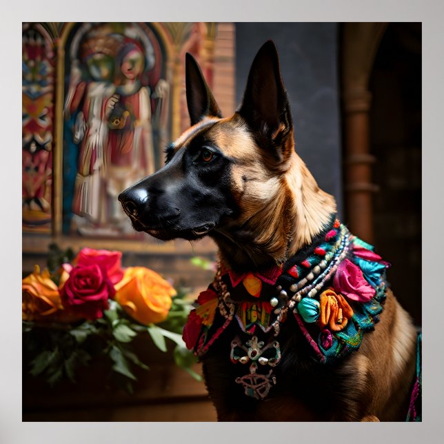 Affiche Malinois belge Autel Jour des Morts (Devant)