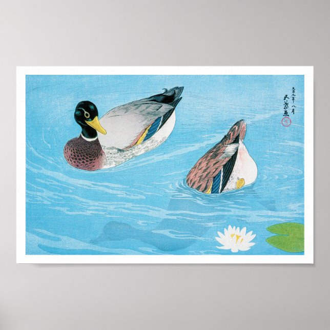 Affiche Mallard dans l'étang, Goyō Hashiguchi (Devant)