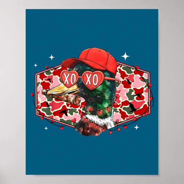Affiche Mallard Duck Camouflage Happy Valentine's Day Hunt (Devant)