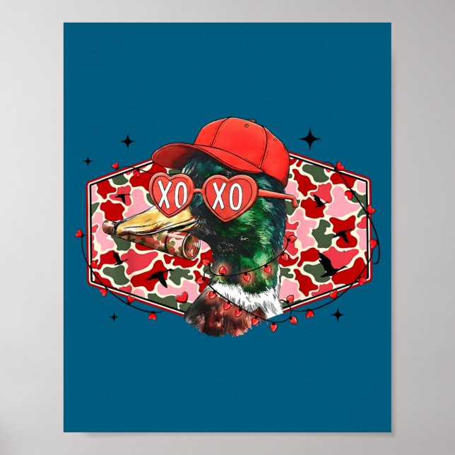 Affiche Mallard Duck Camouflage Happy Valentine's Day Hunt (Devant)