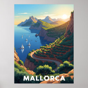Affiche Mallorca, Espagne - Route côtière