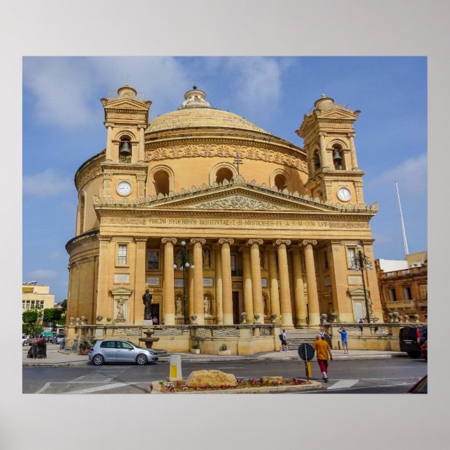 Affiche Malta Mosta Rotunda Mediterranean Island Photo (Devant)