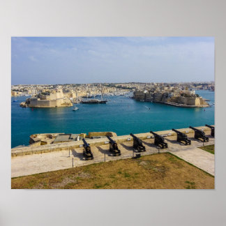 Affiche Malta Saluting Battery Cannons Grand Harbour