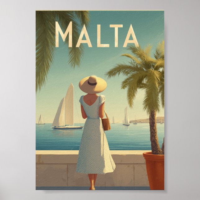 Affiche Malte années 50 vintage (Devant)