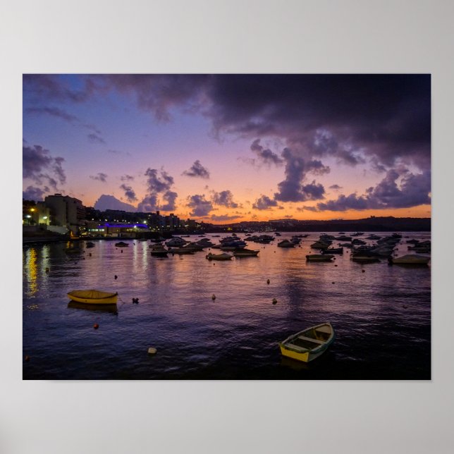 Affiche Malte Baie de Saint-Paul Photographie de nuit (Devant)