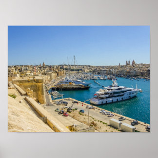 Affiche Malte Birgu Front de mer Fort St. Angelo Vittorios