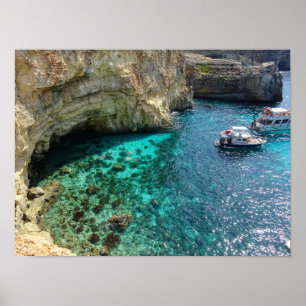 Affiche Malte Eau turquoise du lagon bleu Comino