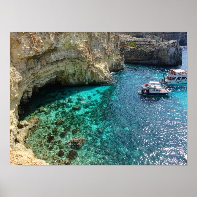 Affiche Malte Eau turquoise du lagon bleu Comino (Devant)