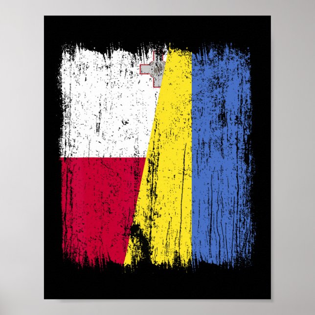 Affiche Malte Ukraine Drapeau en berne Patrimoine maltais  (Devant)