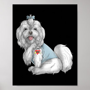 Affiche Maltese I Love Maman Tattoo Dog Funny Mothers Day 