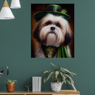 Affiche Malti Tzu Chien en Robe de la Saint Patrick