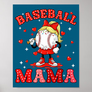 Affiche Mama baseball maman sportive valentine baseball go