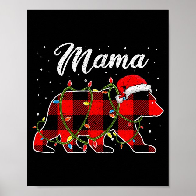 Affiche Mama Bear Shirt, Red Buffalo Plaid Mom Bear Pajama (Devant)