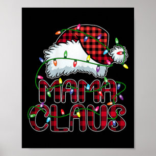 Affiche Mama Claus Lumières de Noël Pyjama Famille Corresp