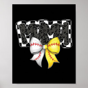 Affiche Mama Coquette Bow Jeu Jour Baseball Softball Cheva