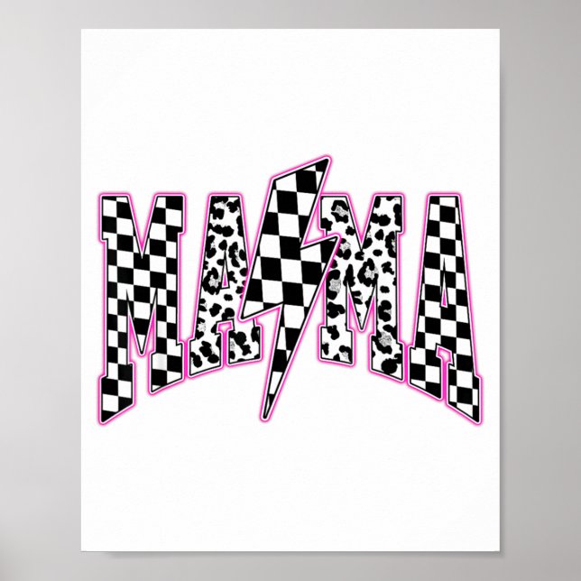 Affiche Mama Éclair À Carreaux Léopard Varsity Moth (Devant)