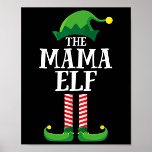 Affiche Mama Elf Matching Family Group Fête de Noël maman