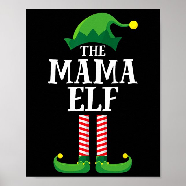 Affiche Mama Elf Matching Family Group Fête de Noël maman (Devant)