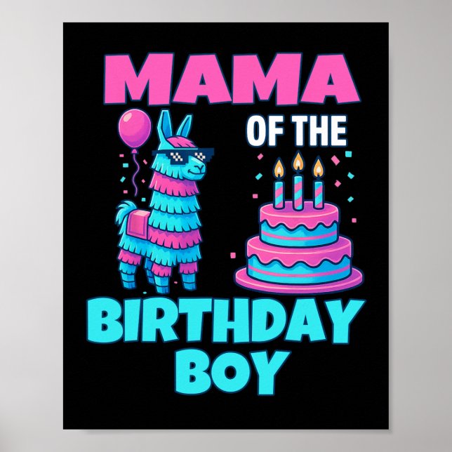 Affiche Mama Fête d'anniversaire Garçon Lama Pinata Fête F (Devant)