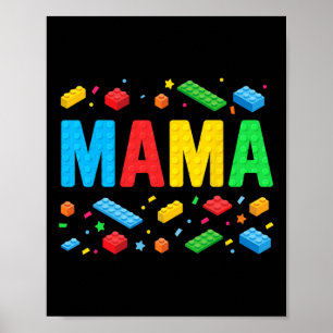 Affiche Mama Master Builder Blocs de briques Blocs Funny M