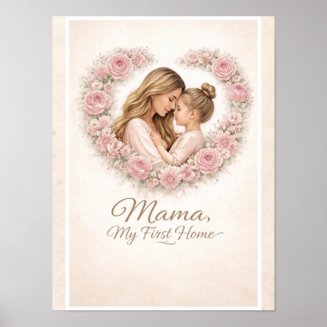 Affiche Mama — My First Home | Mother & Daughter Floral Tr (Devant)