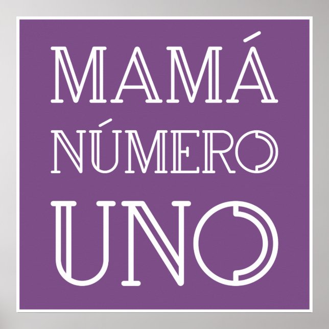 Affiche Mamá Número Uno Typographie tendance sur Purple (Devant)