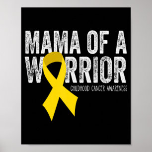 Affiche Mama of a Warrior Chilhood Cancer Ribbon Oncolog
