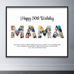 Affiche Mama Photo Collage Lettre Cutout Maman Anniversair<br><div class="desc">Célébrez les moments spéciaux avec votre mère avec ce dessin de Mama Photo Collage. Ce design personnalisable est parfait pour créer un cadeau personnalisé et sincère pour la fête des mères et la fête de l'anniversaire. Créez un magnifique collage avec le mot MAMA, avec des moments chéris, créant un voyage...</div>