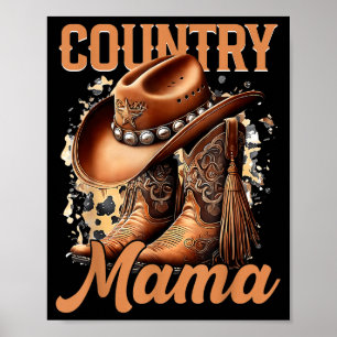 Affiche Mama rétro cow-girls western fête des mères famill