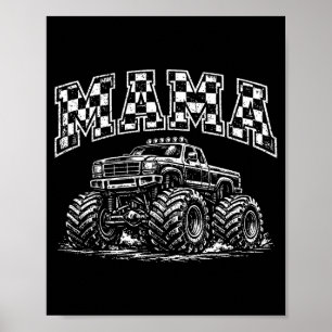 Affiche Mama rétro monster truck famille équipage annivers