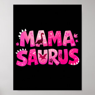 Affiche Mama saurus drôle dino anniversaire pour les enfan