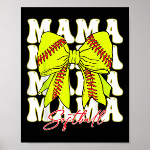Affiche Mama Softball Coquette Bow Jour Softball Mothe