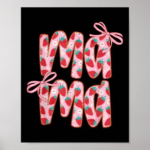 Affiche Mama Strawberry Coquette noeud Maman Bonne Fête de